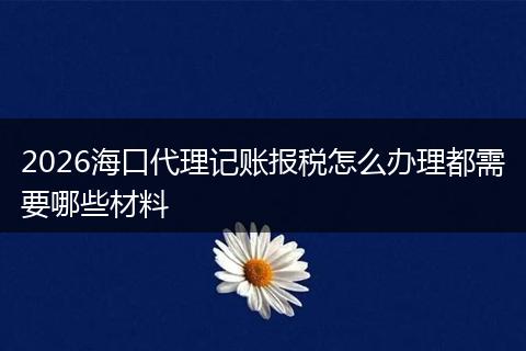 2026海口代理记账报税怎么办理都需要哪些材料