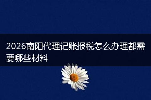 2026南阳代理记账报税怎么办理都需要哪些材料