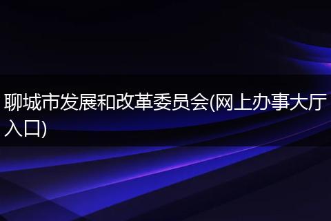 聊城市发展和改革委员会(网上办事大厅入口)