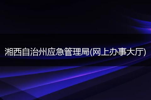 湘西自治州应急管理局(网上办事大厅)