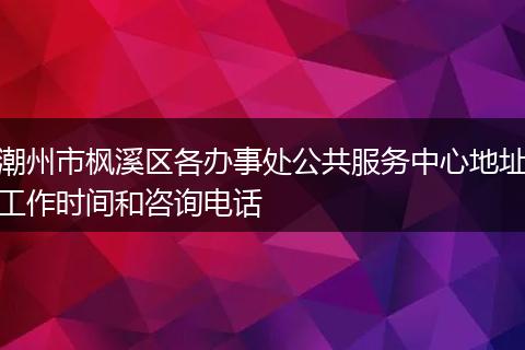 潮州市枫溪区各办事处公共服务中心地址工作时间和咨询电话
