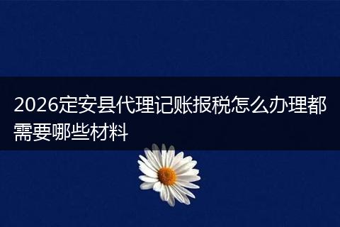 2026定安县代理记账报税怎么办理都需要哪些材料