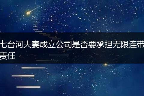 七台河夫妻成立公司是否要承担无限连带责任