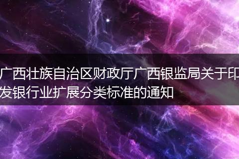 广西壮族自治区财政厅广西银监局关于印发银行业扩展分类标准的通知