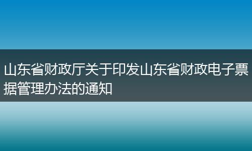 山东省财政厅关于印发山东省财政电子票据管理办法的通知