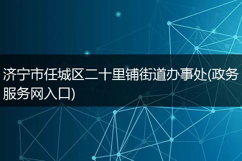 济宁市任城区二十里铺街道办事处(政务服务网入口)