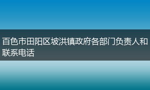 百色市田阳区坡洪镇政府各部门负责人和联系电话