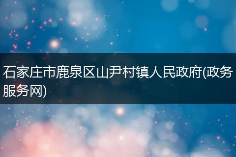 石家庄市鹿泉区山尹村镇人民政府(政务服务网)