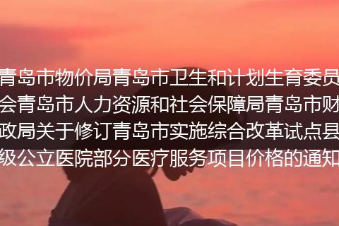 青岛市物价局青岛市卫生和计划生育委员会青岛市人力资源和社会保障局青岛市财政局关于修订青岛市实施综合改革试点县级公立医院部分医疗服务项目价格的通知