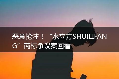 恶意抢注!“水立方SHUILIFANG”商标争议案回看