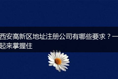 西安高新区地址注册公司有哪些要求?一起来掌握住