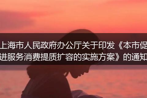 上海市人民政府办公厅关于印发《本市促进服务消费提质扩容的实施方案》的通知