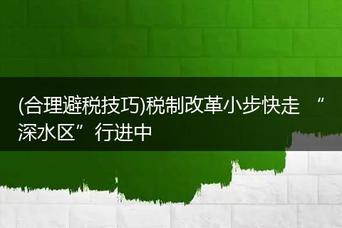 (合理避税技巧)税制改革小步快走 “深水区”行进中