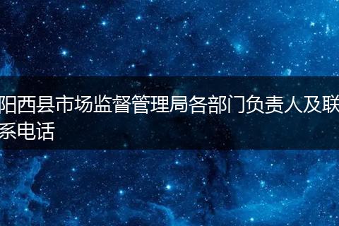 阳西县市场监督管理局各部门负责人及联系电话