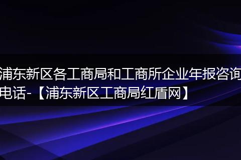 浦东新区各工商局和工商所企业年报咨询电话-【浦东新区工商局红盾网】