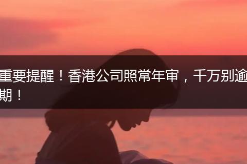重要提醒！香港公司照常年审，千万别逾期！