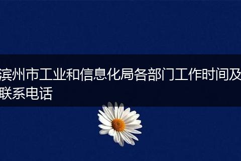 滨州市工业和信息化局各部门工作时间及联系电话