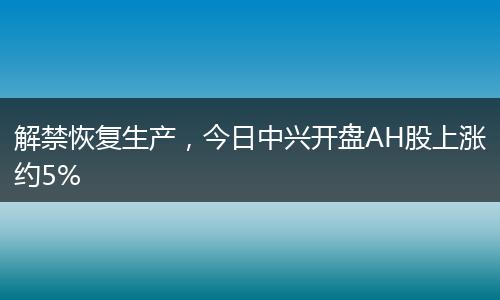 解禁恢复生产，今日中兴开盘AH股上涨约5%