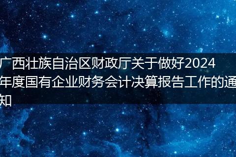 广西壮族自治区财政厅关于做好2024年度国有企业财务会计决算报告工作的通知