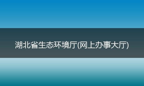 湖北省生态环境厅(网上办事大厅)