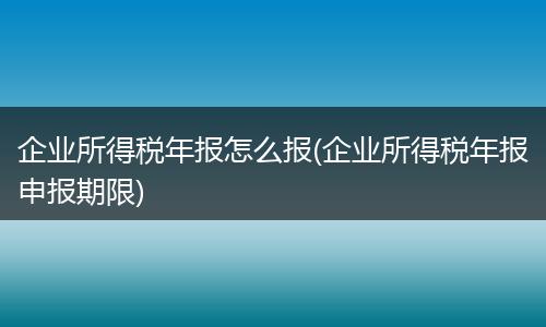 企业所得税年报怎么报(企业所得税年报申报期限)