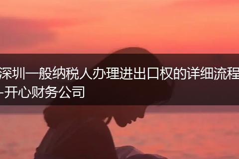 深圳一般纳税人办理进出口权的详细流程-开心财务公司