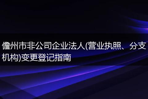 儋州市非公司企业法人(营业执照、分支机构)变更登记指南