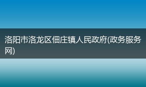 洛阳市洛龙区佃庄镇人民政府(政务服务网)