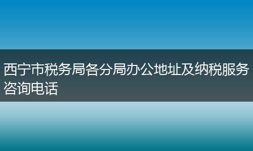 西宁市税务局各分局办公地址及纳税服务咨询电话