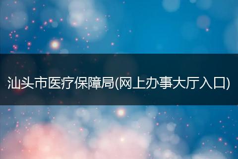 汕头市医疗保障局(网上办事大厅入口)