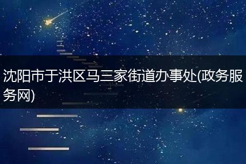沈阳市于洪区马三家街道办事处(政务服务网)