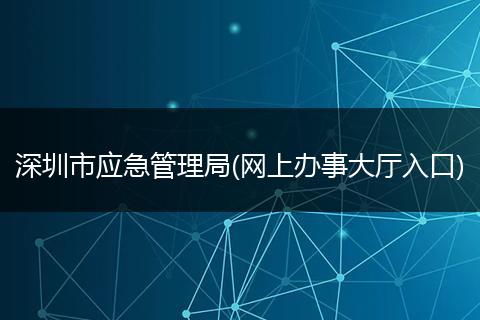 深圳市应急管理局(网上办事大厅入口)