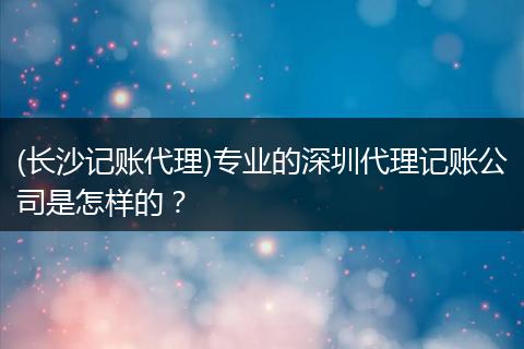(长沙记账代理)专业的深圳代理记账公司是怎样的？