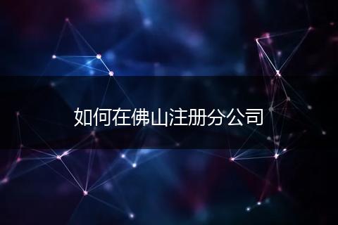 如何在佛山注册分公司