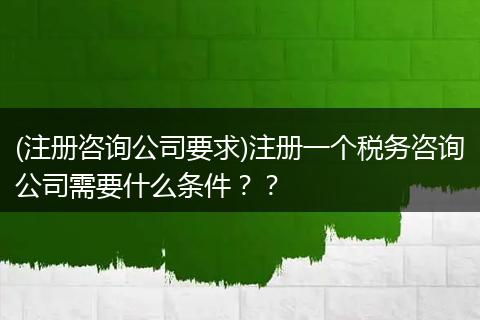 (注册咨询公司要求)注册一个税务咨询公司需要什么条件??