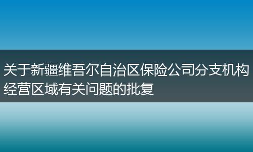 关于新疆维吾尔自治区保险公司分支机构经营区域有关问题的批复