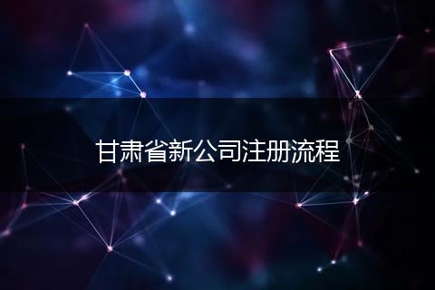 甘肃省新公司注册流程