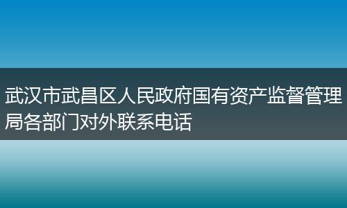 武汉市武昌区人民政府国有资产监督管理局各部门对外联系电话