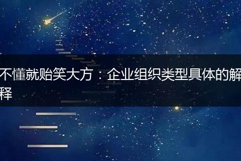 不懂就贻笑大方：企业组织类型具体的解释