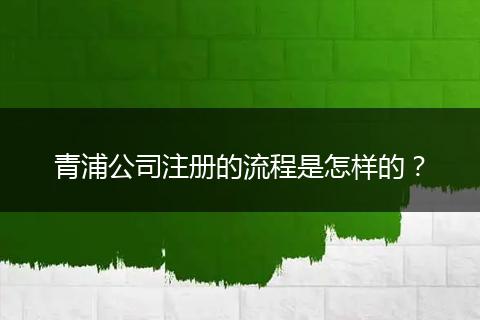 青浦公司注册的流程是怎样的？