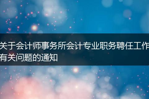 关于会计师事务所会计专业职务聘任工作有关问题的通知