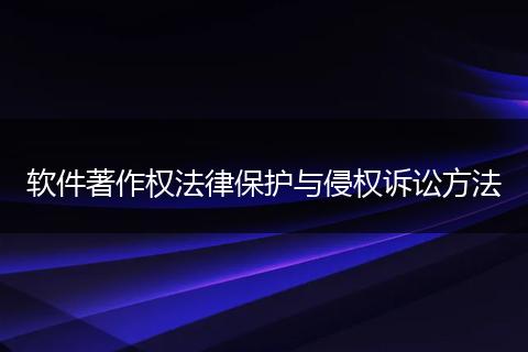 软件著作权法律保护与侵权诉讼方法