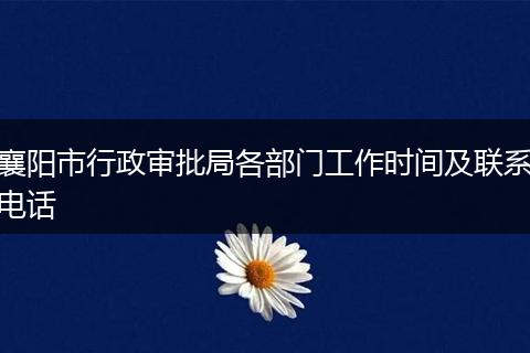 襄阳市行政审批局各部门工作时间及联系电话