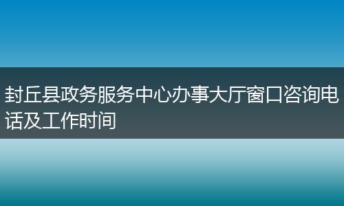 封丘县政务服务中心办事大厅窗口咨询电话及工作时间