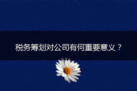 税务筹划对公司有何重要意义？