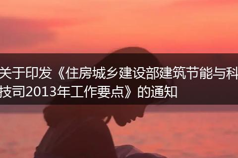 关于印发《住房城乡建设部建筑节能与科技司2013年工作要点》的通知