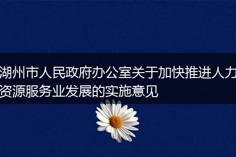 湖州市人民政府办公室关于加快推进人力资源服务业发展的实施意见