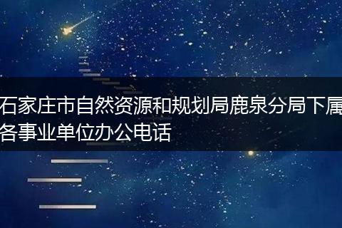 石家庄市自然资源和规划局鹿泉分局下属各事业单位办公电话