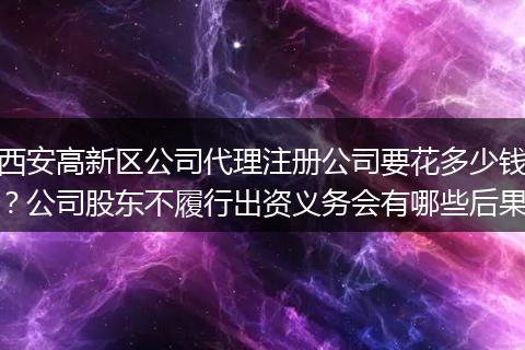西安高新区公司代理注册公司要花多少钱？公司股东不履行出资义务会有哪些后果