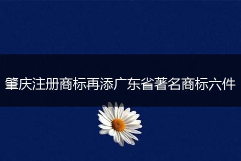 肇庆注册商标再添广东省著名商标六件